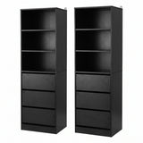 Artiss 2x Chest of 3 Drawers Tallboy Cabinet Black