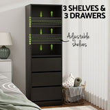 Artiss 2x Chest of 3 Drawers Tallboy Cabinet Black