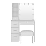 Artiss Dressing Table Set Stool 10 Led Bulbs White Dylan