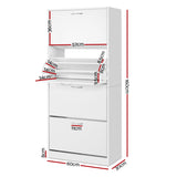 Artiss 2x Shoe Cabinet Storage Organiser 4 Flip Drawer White