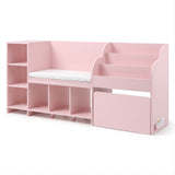 Keezi Kids Storage Unit Bookshelf Toy Box Organiser Bench Seat Cabinet 170cm Pink In Australia - Darrahopens