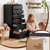 Artiss 2x Chest of 6 Drawers Dresser Tallboy Black