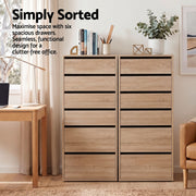 Artiss 2x Chest of 6 Drawers Dresser Tallboy Pine