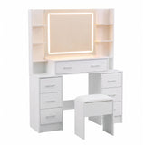 Artiss Dressing Table Vanity Desk Set Stool LED Charging Station White