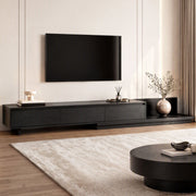Artiss Extendable TV Unit 200CM 3 Storage Drawers Dark Walnut & Black In Australia - Darrahopens