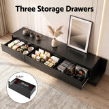 Artiss Extendable TV Unit 200CM 3 Storage Drawers Dark Walnut & Black