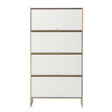 Artiss Narrow Shoe Cabinet Adjustable Shelves Flip-up Door White & Pine
