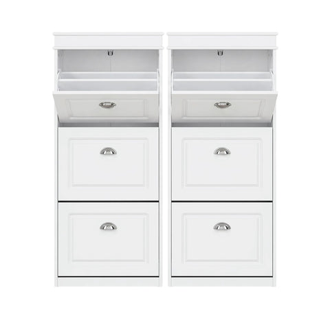 Artiss 2x Shoe Cabinet Storage Organiser 3 Flip Drawer White