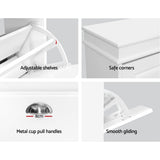 Artiss 2x Shoe Cabinet Storage Organiser 3 Flip Drawer White