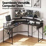 Artiss L-Shape Gaming Desk Computer Desks RGB LED Power Outlet 130cm Black