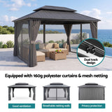 Instahut 3x4.25m Gazebo Hardtop Steel Roof Outdoor Pavilion