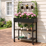 Green Fingers Mobile Raised Garden Bed with Trellis & Shelves Dark Grey In Australia - Darrahopens