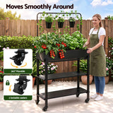 Green Fingers Mobile Raised Garden Bed with Trellis & Shelves Dark Grey