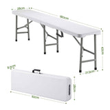 Gardeon 180cm Folding Garden Bench Portable Trestle Seat HDPE Fold In Half White In Australia - Darrahopens