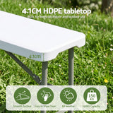 Gardeon 180cm Folding Garden Bench Portable Trestle Seat HDPE Fold In Half White In Australia - Darrahopens