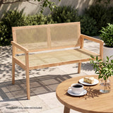 Gardeon Garden Bench Wooden Bench Outdoor PVC Woven Seat Backrest 107cm