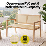 Gardeon Garden Bench Wooden Bench Outdoor PVC Woven Seat Backrest 107cm