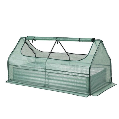 Green Fingers Raised Garden Bed with Greenhouse 3 in 1 Galvanised Planter Box Kit