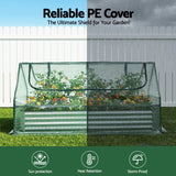 Green Fingers Raised Garden Bed with Greenhouse 3 in 1 Galvanised Planter Box Kit