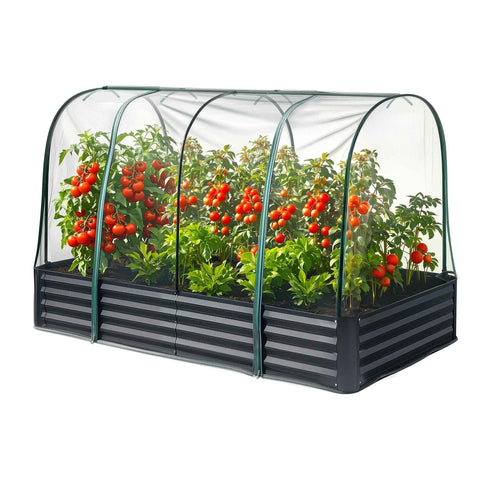Green Fingers Raised Garden Bed with Mesh Netting Galvanised Planter Box Bird Proof 180x90x120cm