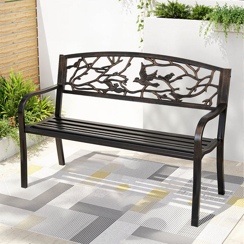 Gardeon Outdoor Bench Seat Garden Steel Outdoor Furniture 3 Seater Park Bronze In Australia - Darrahopens