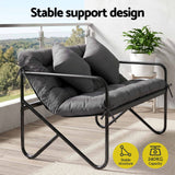 Gardeon Garden Bench 2 Seater Outdoor Bench Metal with Cushion 118cm Black