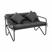 Gardeon Garden Bench 2 Seater Outdoor Bench Metal with Cushion 118cm Black