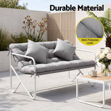 Gardeon Garden Bench 2 Seater Outdoor Bench Metal with Cushion 118cm Grey In Australia - Darrahopens