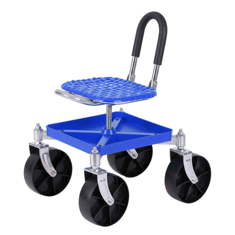 Gardeon Garden Cart Seat Rolling Stool 360 Swivel Height Adjustable Heavy Duty Blue In Australia - Darrahopens