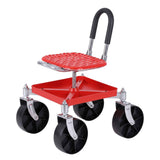 Gardeon Garden Cart Seat Rolling Stool 360 Swivel Height Adjustable Heavy Duty Red In Australia - Darrahopens