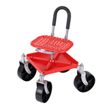 Gardeon Garden Cart Seat Rolling Stool 360 Swivel Height Adjustable Heavy Duty Red In Australia - Darrahopens