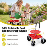 Gardeon Garden Cart Seat Rolling Stool 360 Swivel Height Adjustable Heavy Duty Red In Australia - Darrahopens