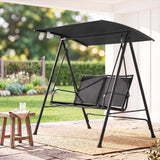 Gardeon Outdoor Swing Chair with Adjustable Canopy 142cmx172cm Stand Black In Australia - Darrahopens
