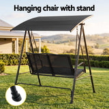 Gardeon Outdoor Swing Chair with Adjustable Canopy 142cmx172cm Stand Black In Australia - Darrahopens