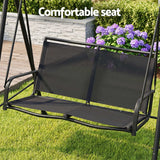 Gardeon Outdoor Swing Chair with Adjustable Canopy 142cmx172cm Stand Black In Australia - Darrahopens