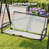 Gardeon Outdoor Swing Chair with Adjustable Canopy 142cmx172cm Stand Grey In Australia - Darrahopens
