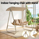 Gardeon Outdoor Swing Chair 2-Seater Rattan Seat with Canopy Beige In Australia - Darrahopens