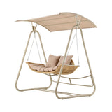 Gardeon Outdoor Swing Chair 2-Seater Rattan Seat with Canopy Beige