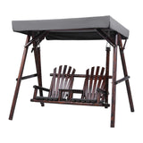 Gardeon Outdoor Wooden Swing Chair with Canopy Middle Table Charcoal In Australia - Darrahopens