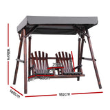 Gardeon Outdoor Wooden Swing Chair with Canopy Middle Table Charcoal