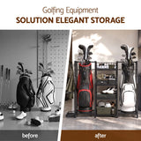 Everfit Golf Bag Storage Golfing Equipment Rack Holds 2 Bags 16 Clubs