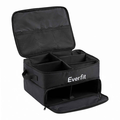Everfit Golf Trunk Organizer for Car, 2-Tier Golf Storage Bag with Ventilated Shoe Compartment Black
