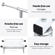 Artiss 2X Clothes Rack Double Rod Airer Rail Coat Stand Adjustable Hanger