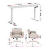 Artiss Criss Cross Chair with Wheels & Adjustable Armrests and Electric Standing Desk 140cm with Memory Presets, Ergonomic Cross Legged Chair and Office Desk Set