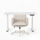Artiss Criss Cross Chair with Wheels & Adjustable Armrests and Electric Standing Desk 140cm with Memory Presets, Ergonomic Cross Legged Chair and Office Desk Set