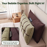 Giselle Bedding Headboard Pillow with Double-Layer Storage Wedge Reading Backrest with Adjustable Filling, Chenille Bed Rest Cushion for Daybed, Dorm, and RV Double