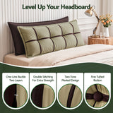 Giselle Bedding Headboard Pillow with Double-Layer Storage Wedge Reading Backrest with Adjustable Filling, Chenille Bed Rest Cushion for Daybed, Dorm, and RV Double