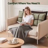 Giselle Bedding Headboard Pillow with Double-Layer Storage Wedge Reading Backrest with Adjustable Filling, Chenille Bed Rest Cushion for Daybed, Dorm, and RV Double