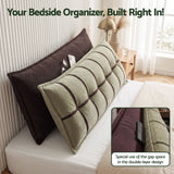 Giselle Bedding Headboard Pillow with Double-Layer Storage Wedge Reading Backrest with Adjustable Filling, Chenille Bed Rest Cushion for Daybed, Dorm, and RV King