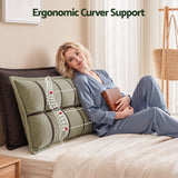 Giselle Bedding Headboard Pillow with Double-Layer Storage Wedge Reading Backrest with Adjustable Filling, Chenille Bed Rest Cushion for Daybed, Dorm, and RV King